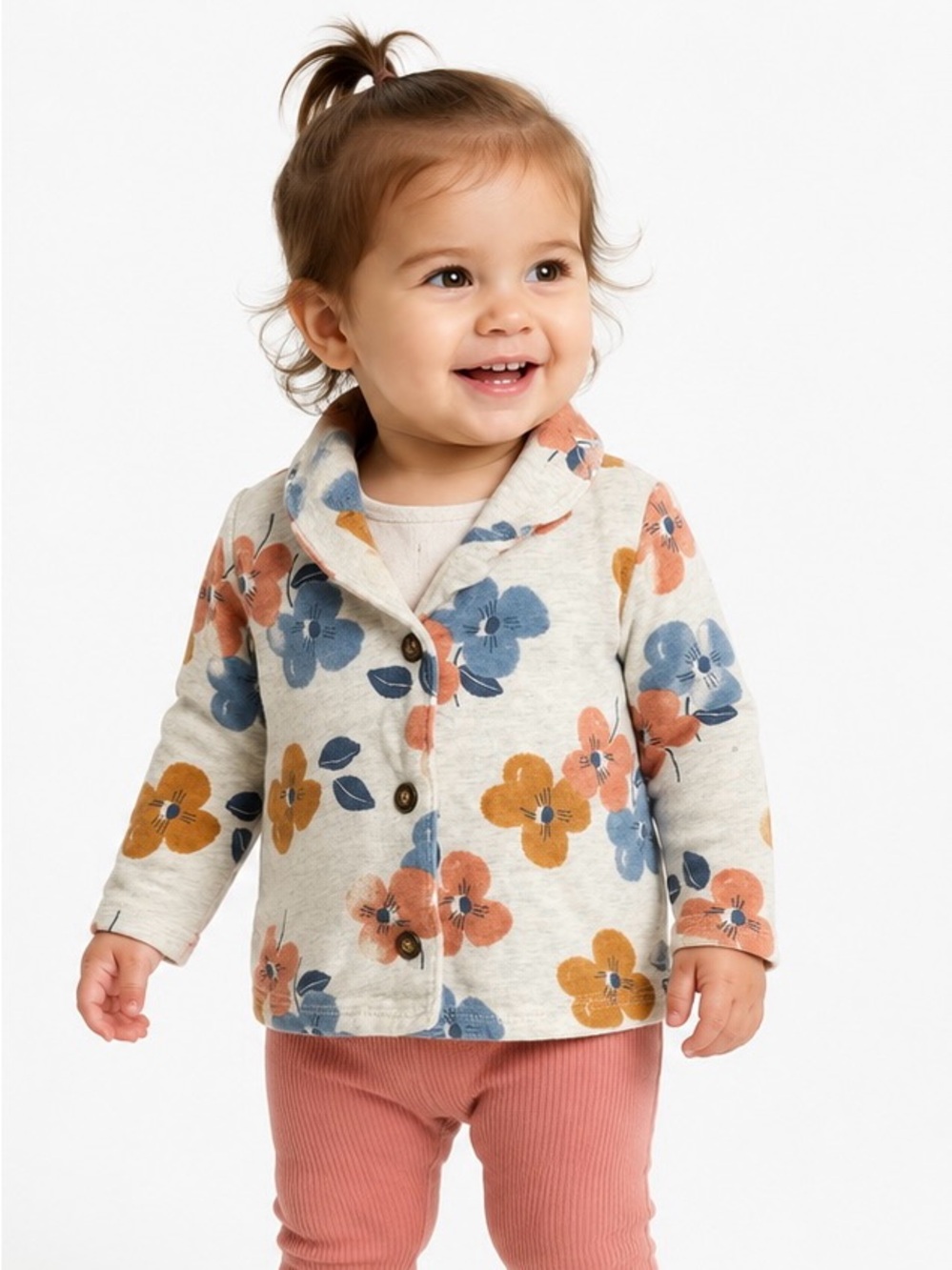 Child of Mine by Carter’s Baby Floral Cardigan Jacket 12M Cream Blue Peach